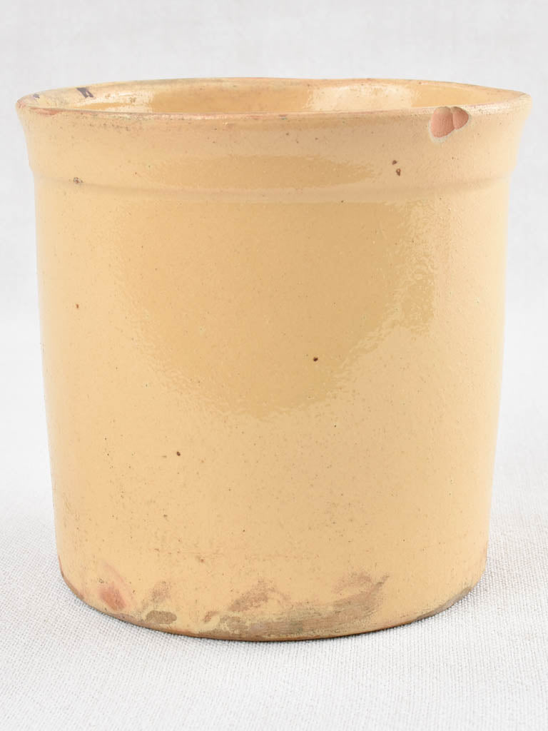 19th century Terracotta preserving pot w/ ocher glaze 6"