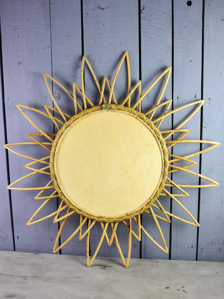 Vintage French cane sunburst mirror 35½"