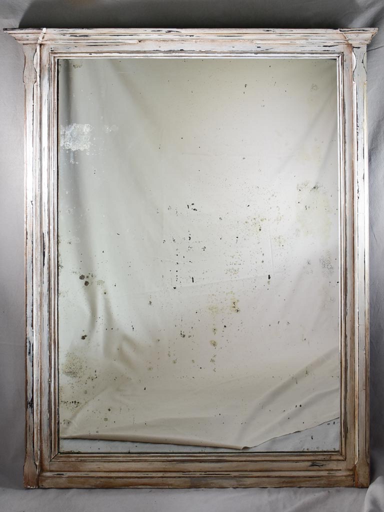 Very large antique French mirror with wooden frame 50½" x 62½"