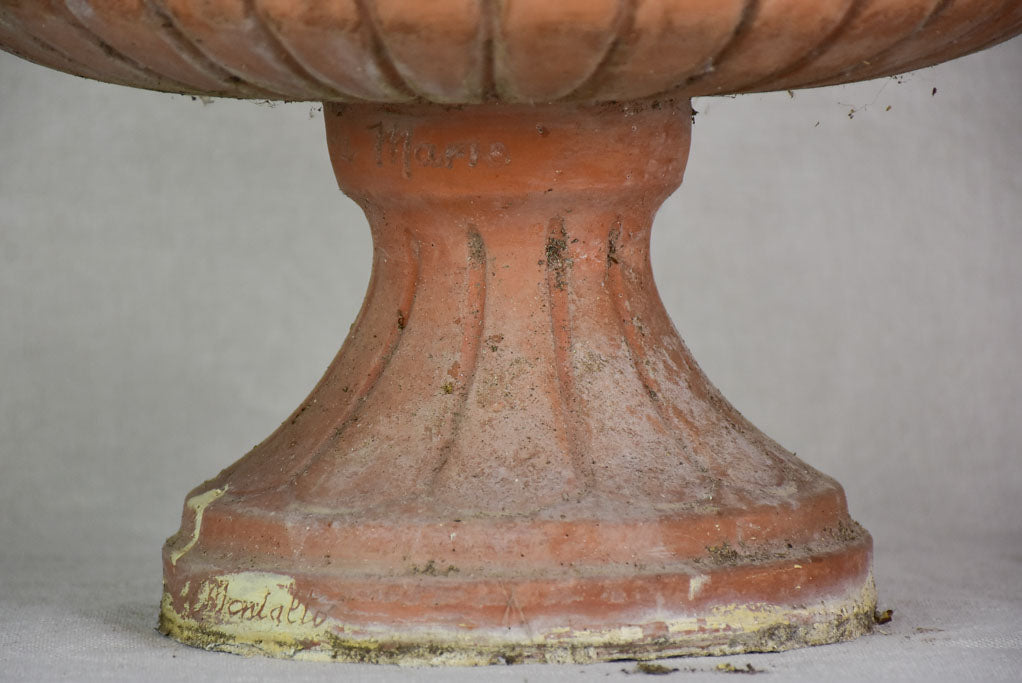 Pair of antique French terracotta planters - Medici form 19¼"