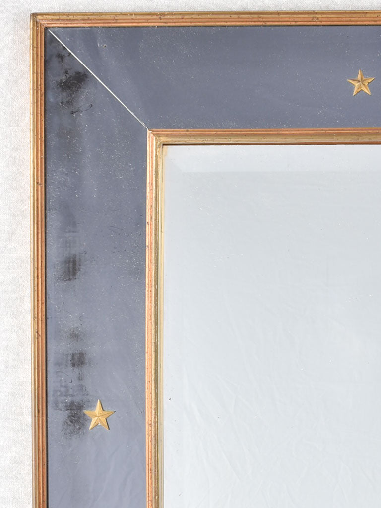 Vintage mirror with smokey glass frame and stars 28" x 33¾"