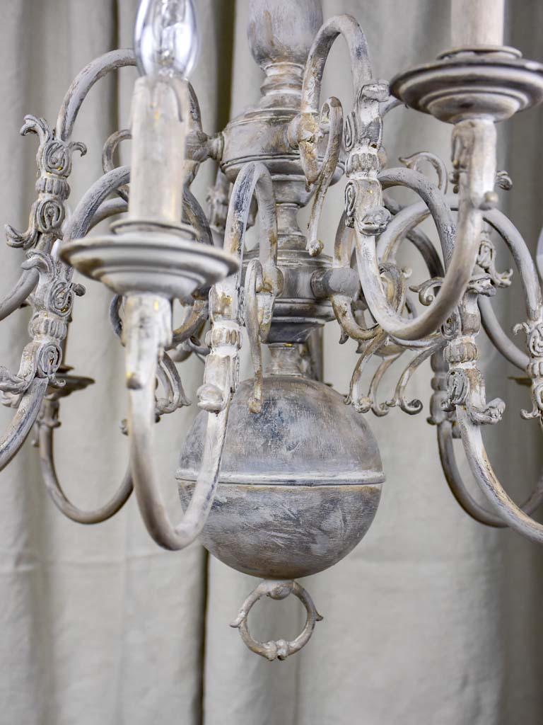 Large early 20th Century Dutch chandelier with grey patina 31½" diameter