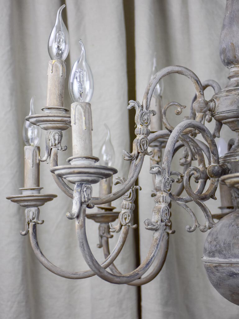 Large early 20th Century Dutch chandelier with grey patina 31½" diameter