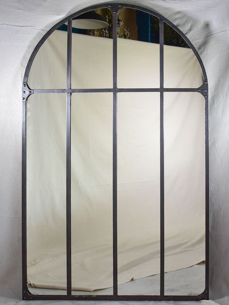 Large arched mirror with iron frame 41¾" x 67"