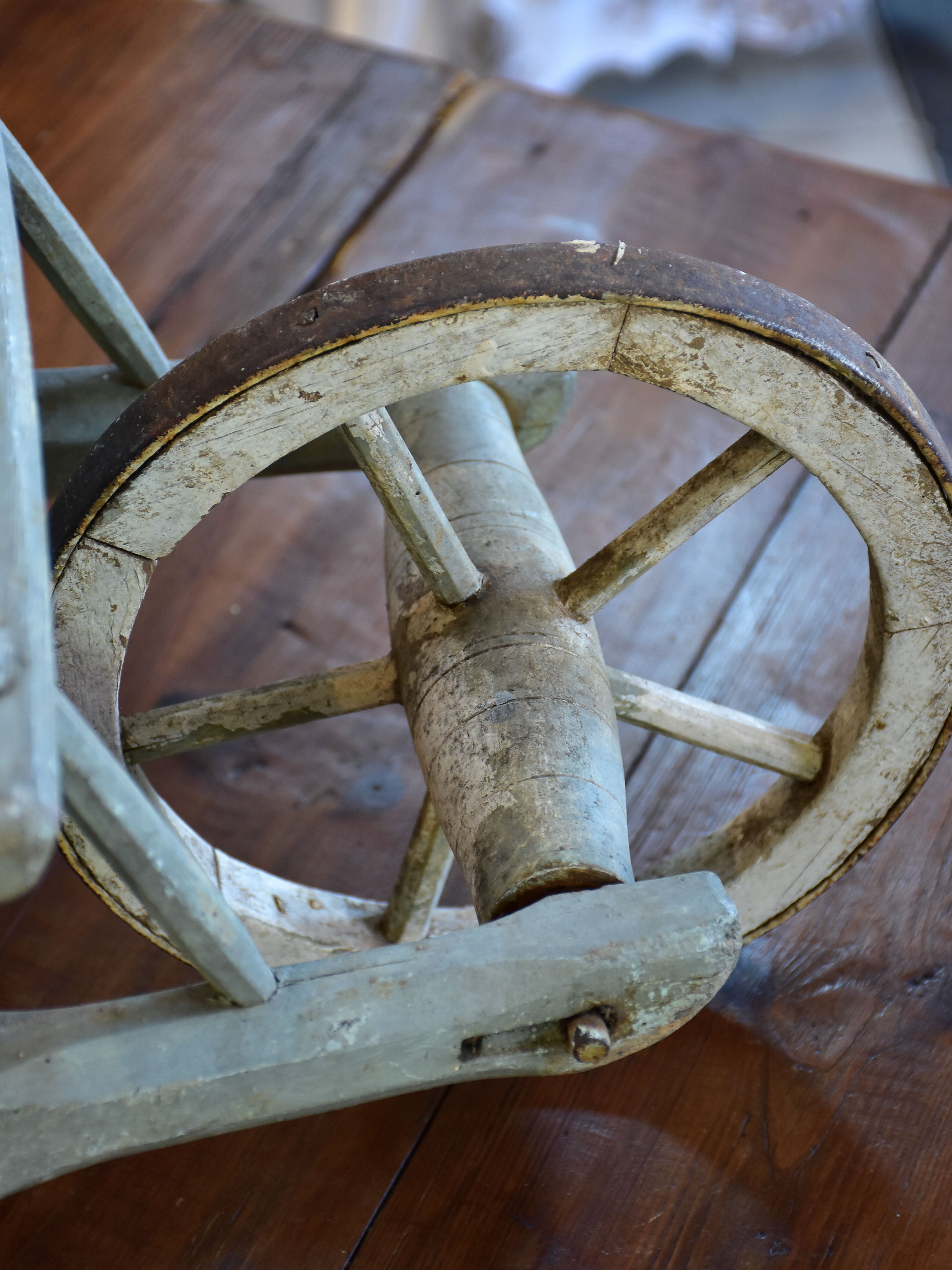 Small French wooden wheelbarrow