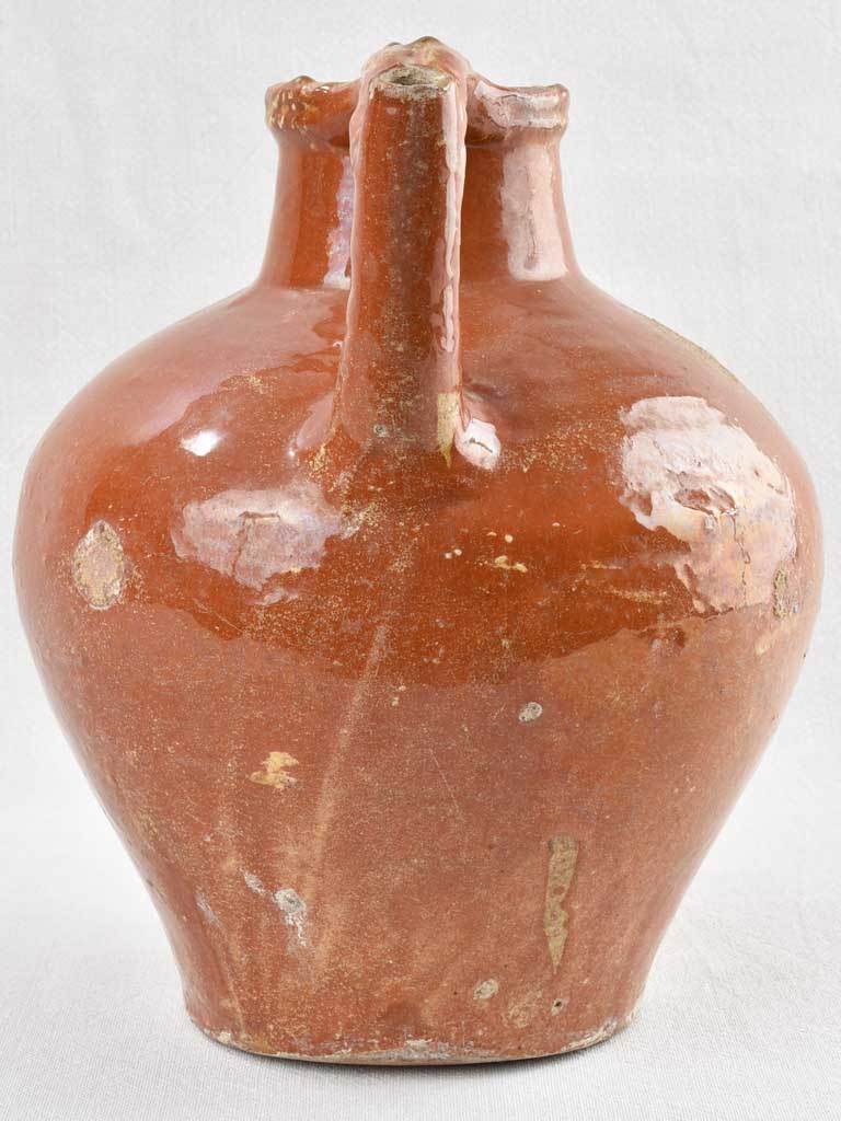 19th century water pitcher w/ brown glaze 13"