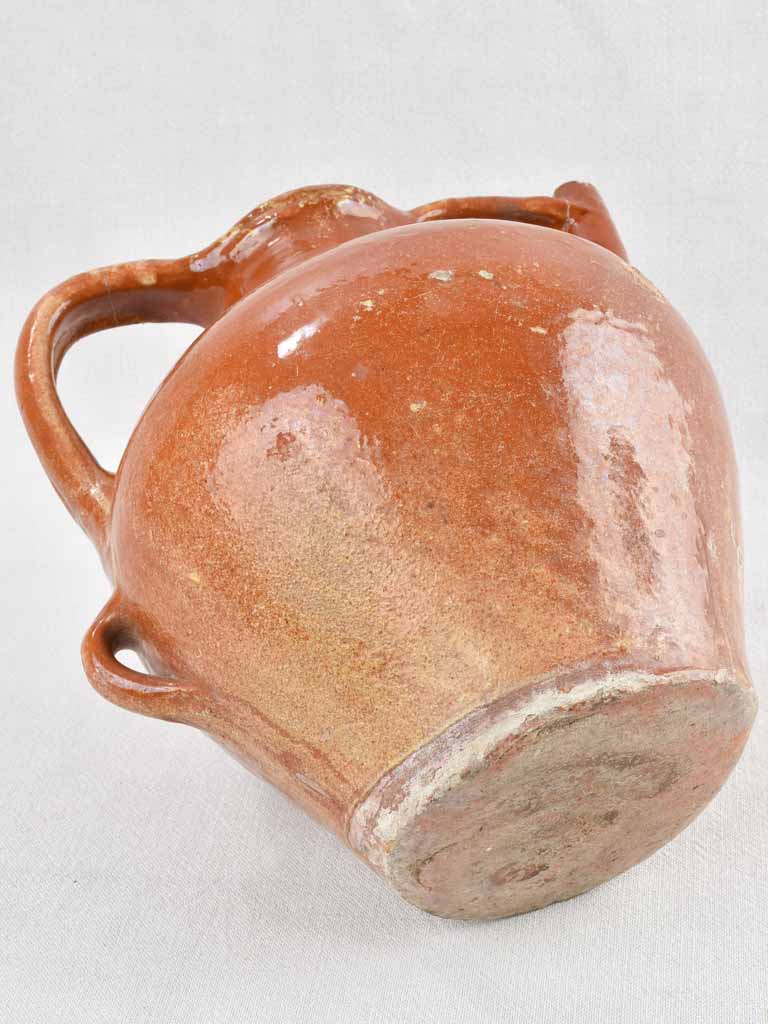 19th century water pitcher w/ brown glaze 13"