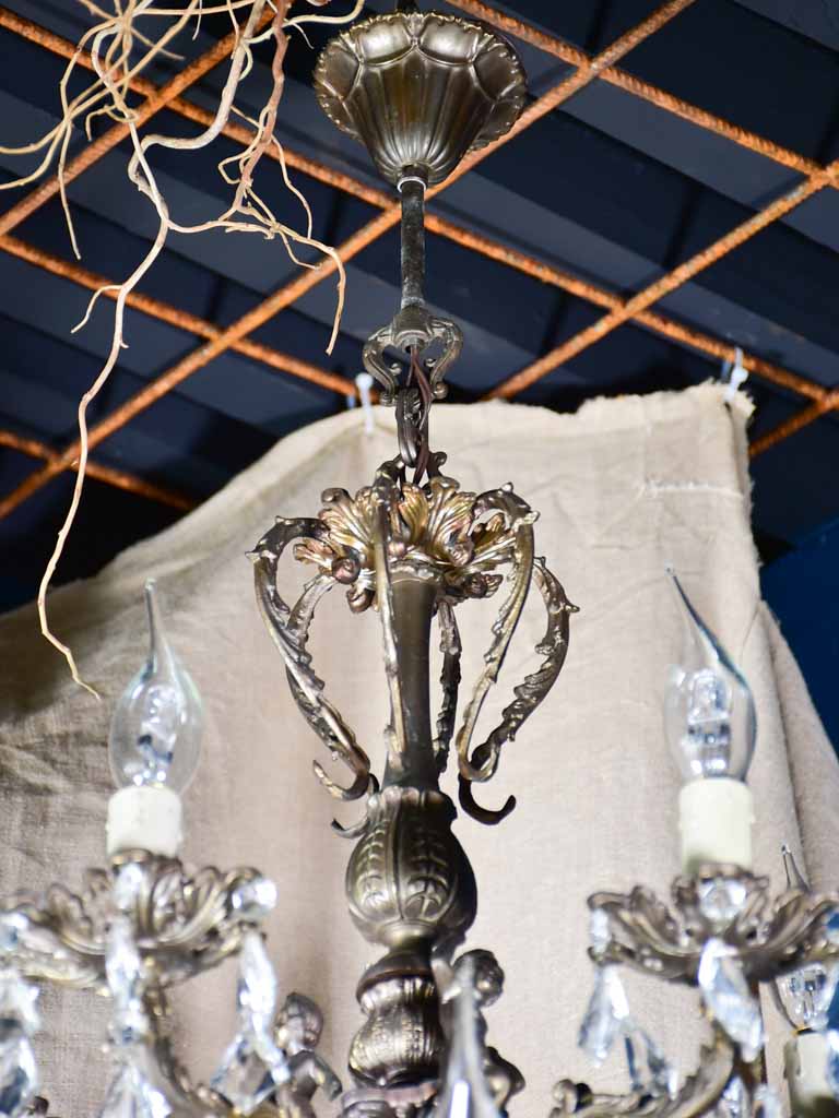 Antique French chandelier - bronze and crystal