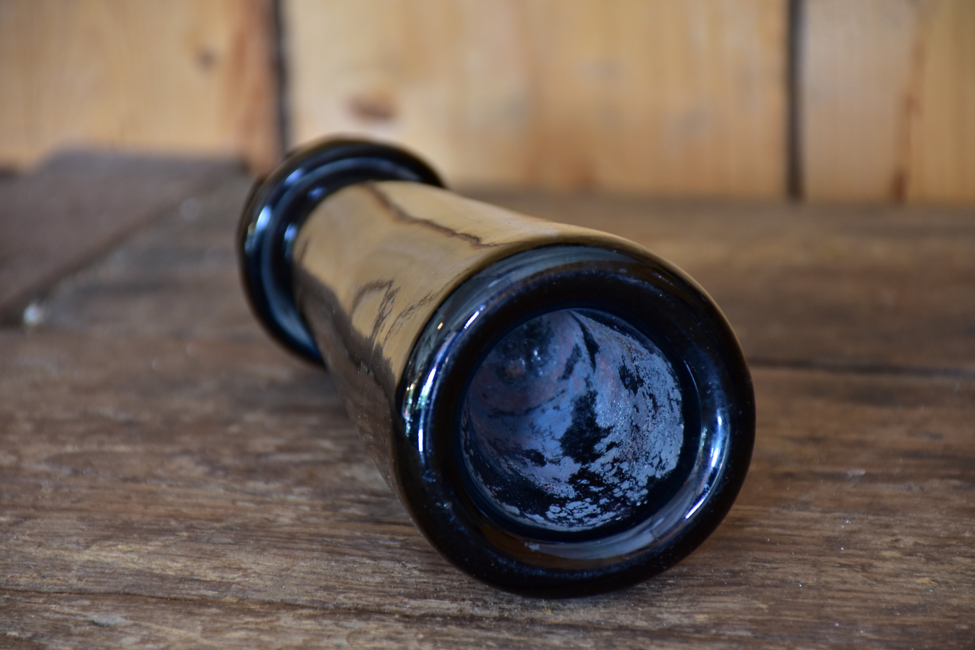 Antique French truffle jar with black glass