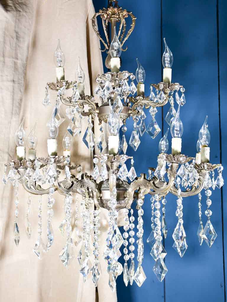 Antique French chandelier - bronze and crystal