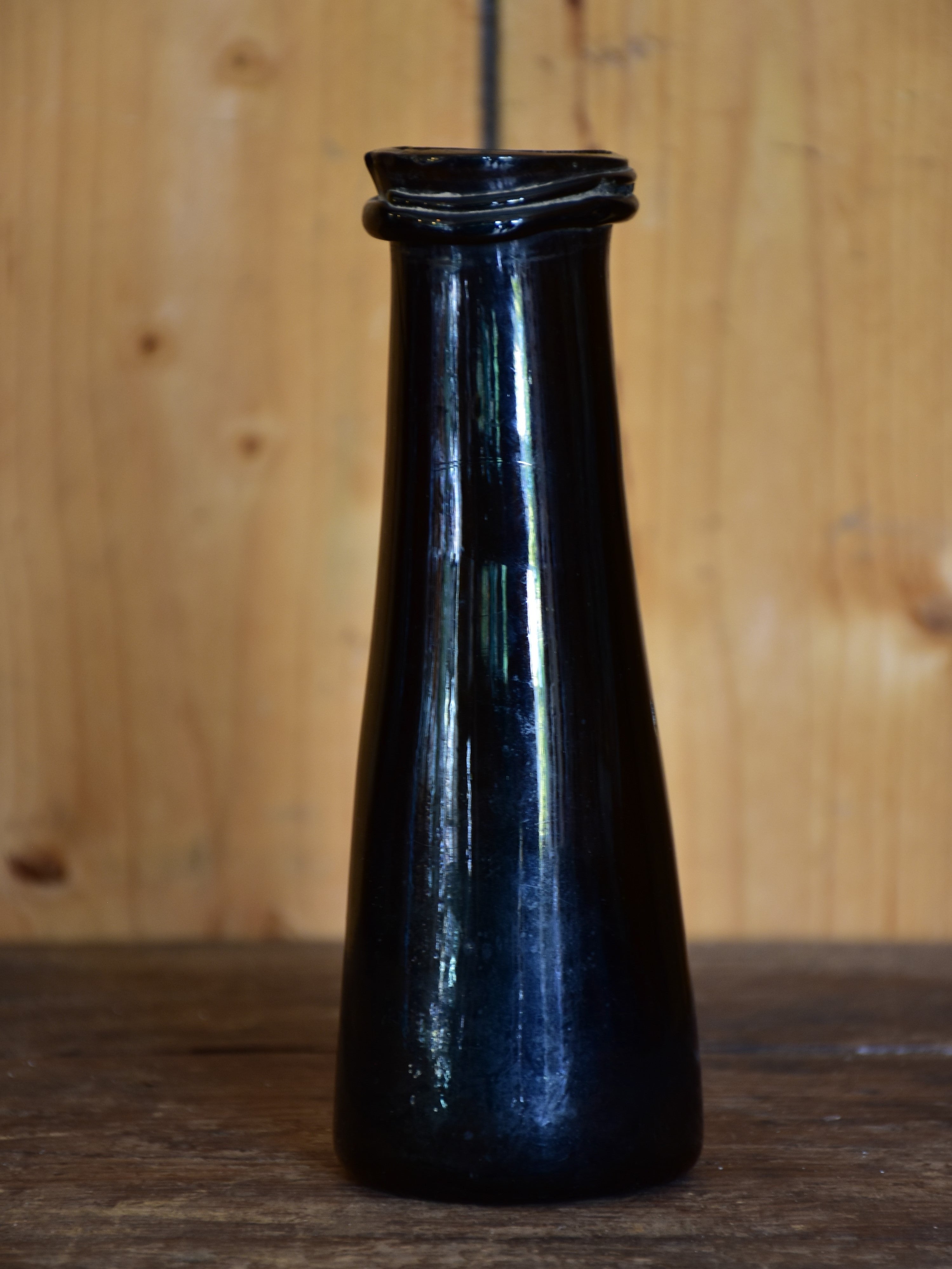 Antique French truffle jar with black glass