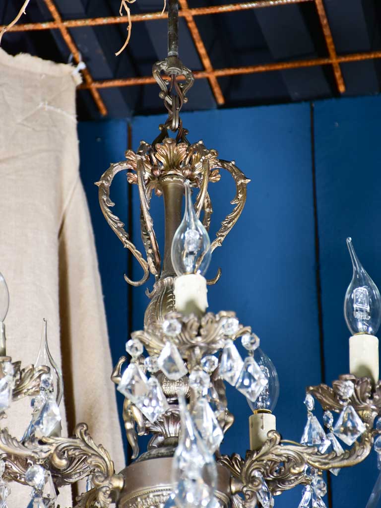 Antique French chandelier - bronze and crystal