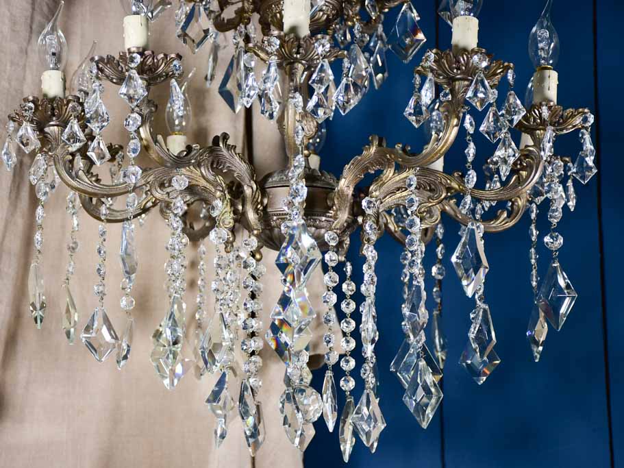 Antique French chandelier - bronze and crystal