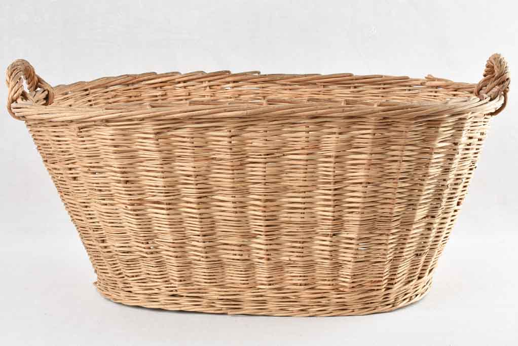 Large French wicker laundry basket 32"