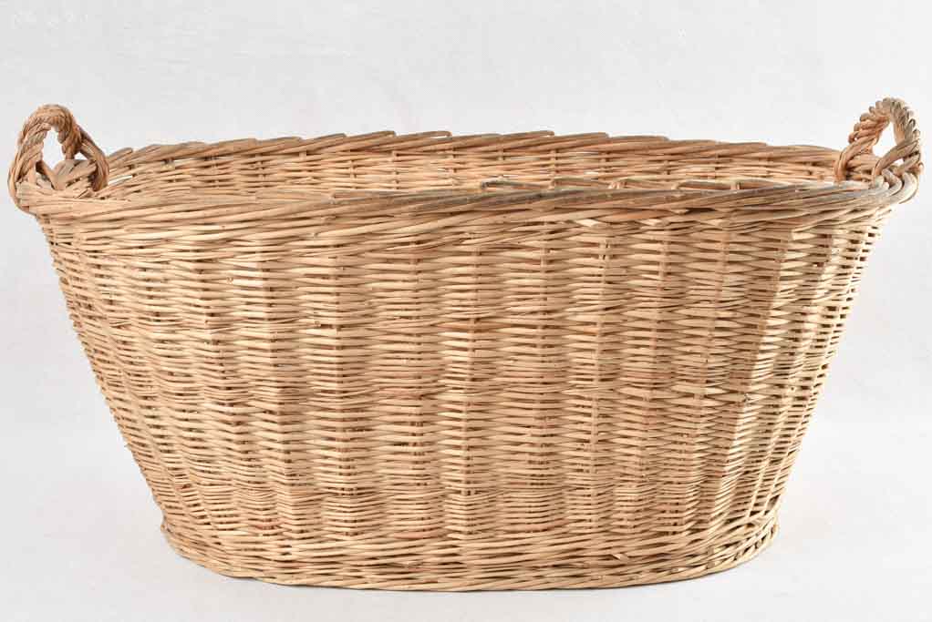 Large French wicker laundry basket 32"