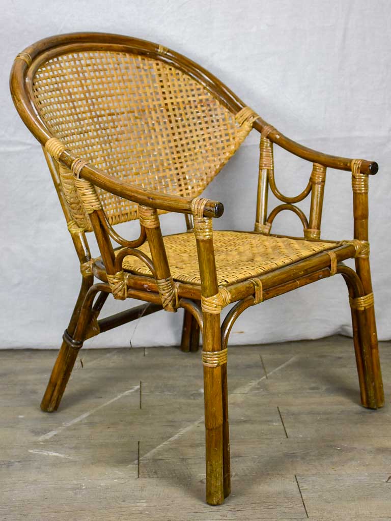 Mid century French cane and bamboo armchair