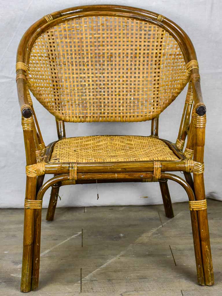 Mid century French cane and bamboo armchair