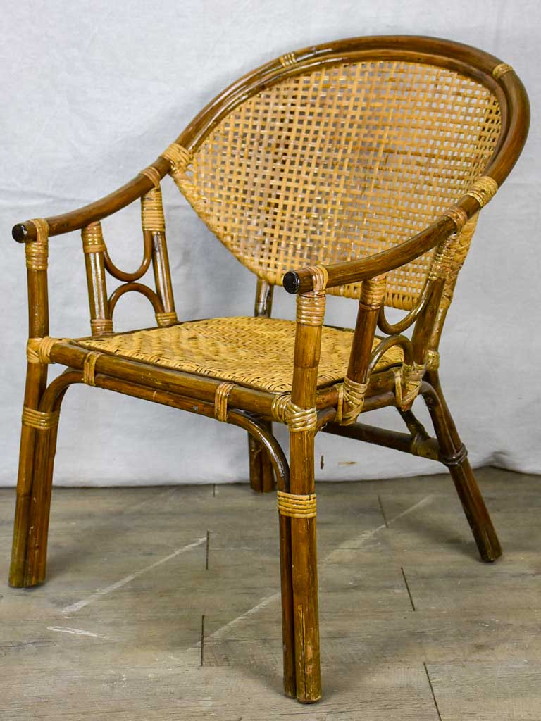 Mid century French cane and bamboo armchair