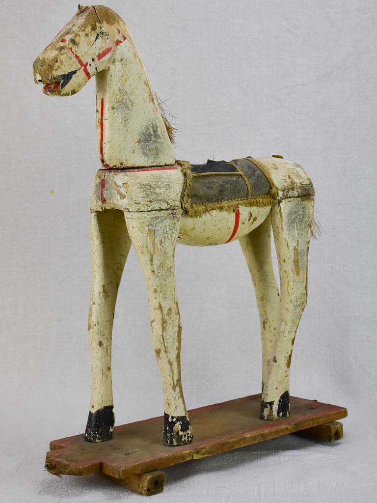 Early 20th Century antique French wooden toy horse - small 17¼"