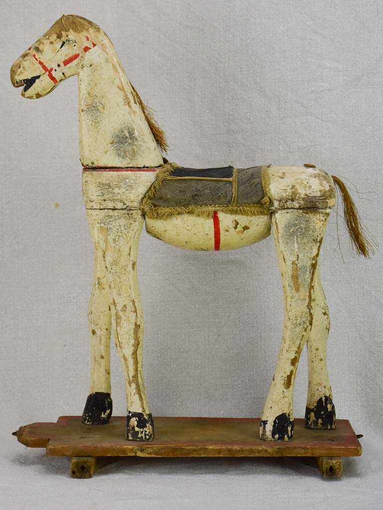 Early 20th Century antique French wooden toy horse - small 17¼"