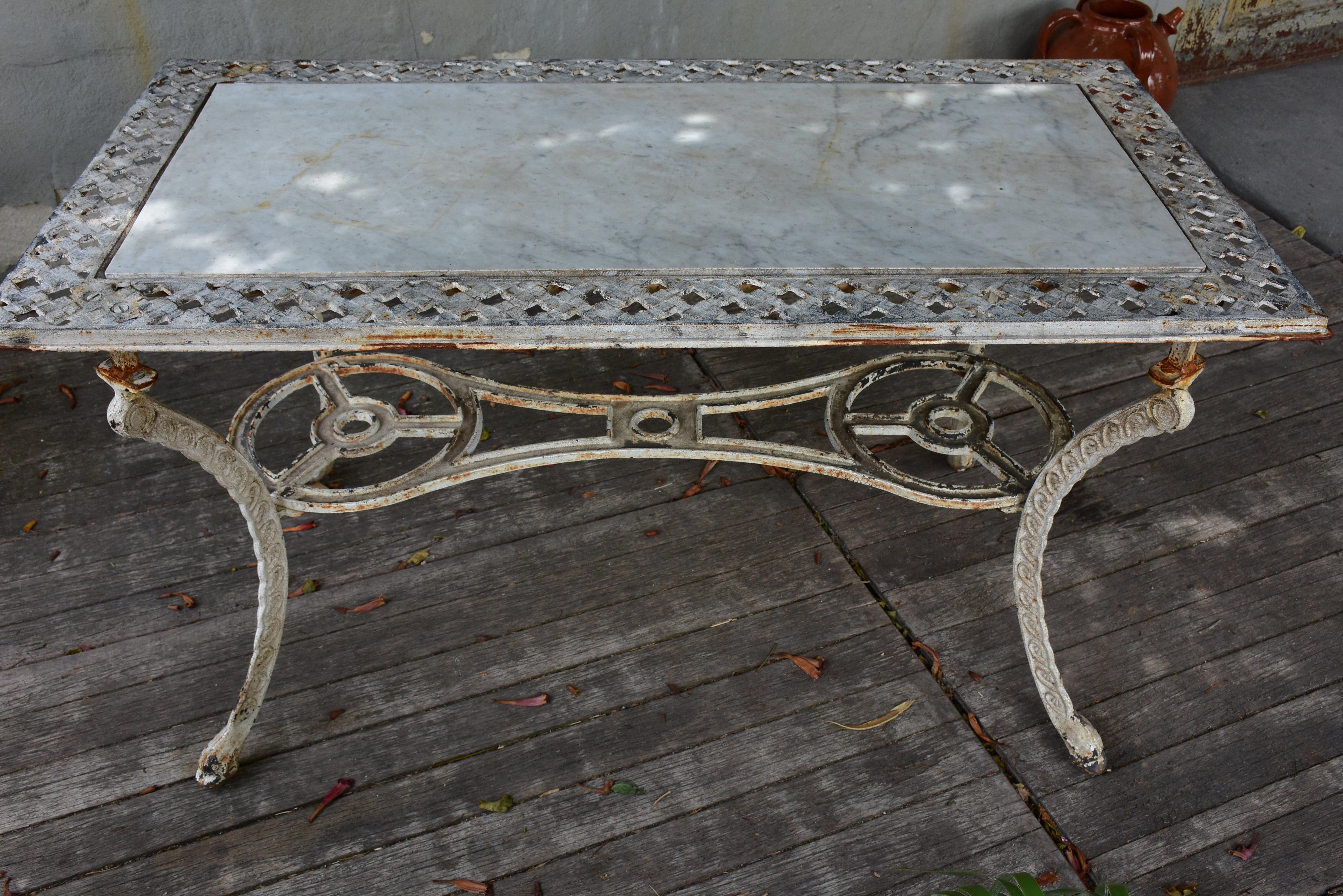 Rectangular French marble top garden table – 1920’s