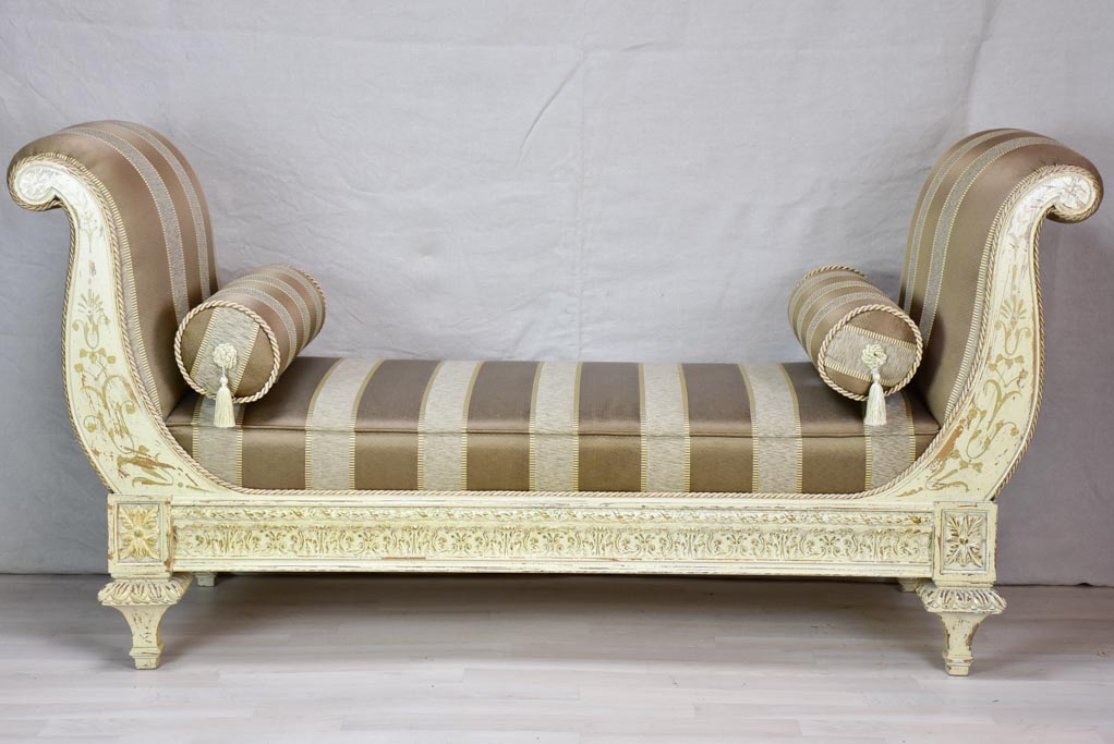 Antique Day bed with striped upholstery 59¾"