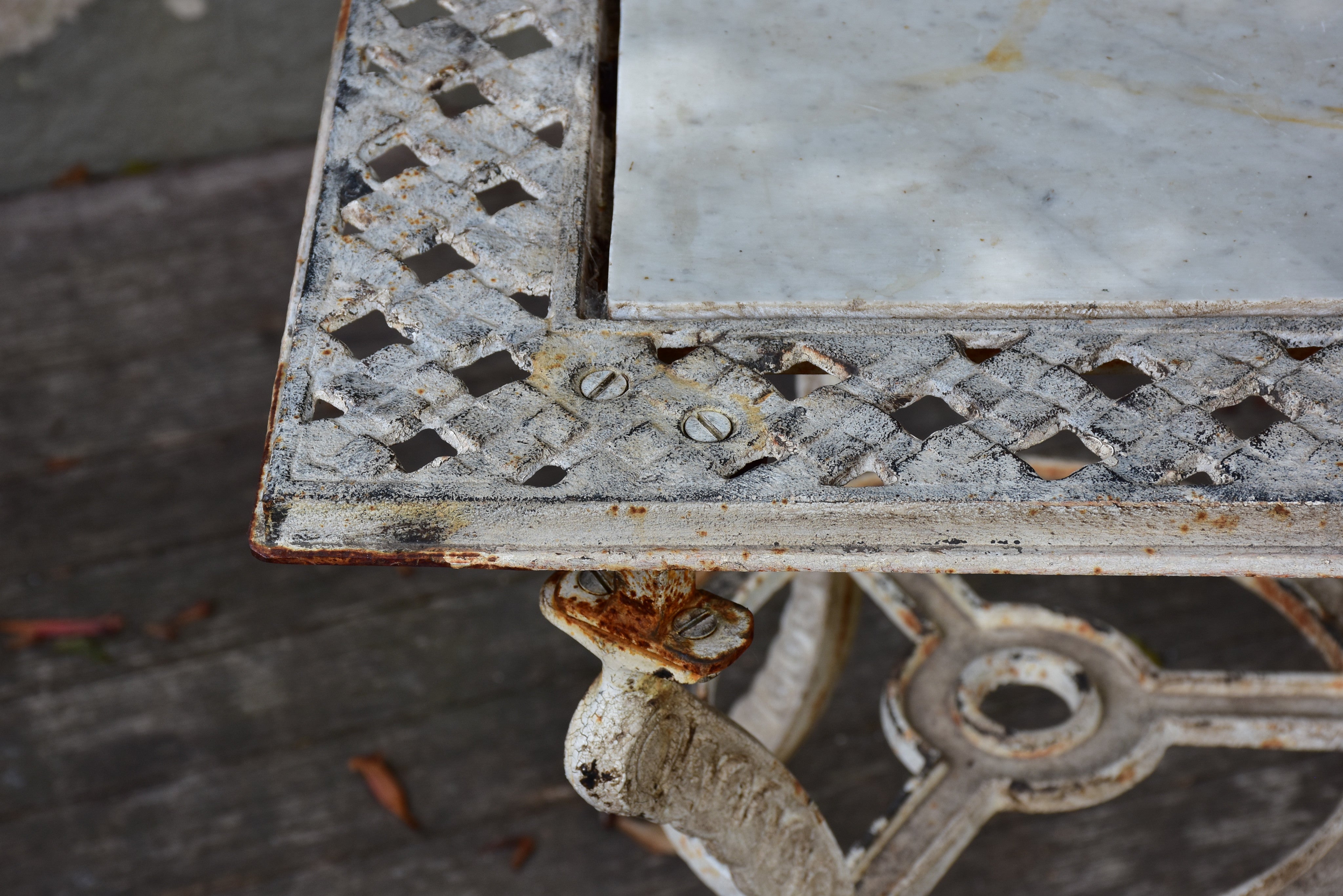 Rectangular French marble top garden table – 1920’s