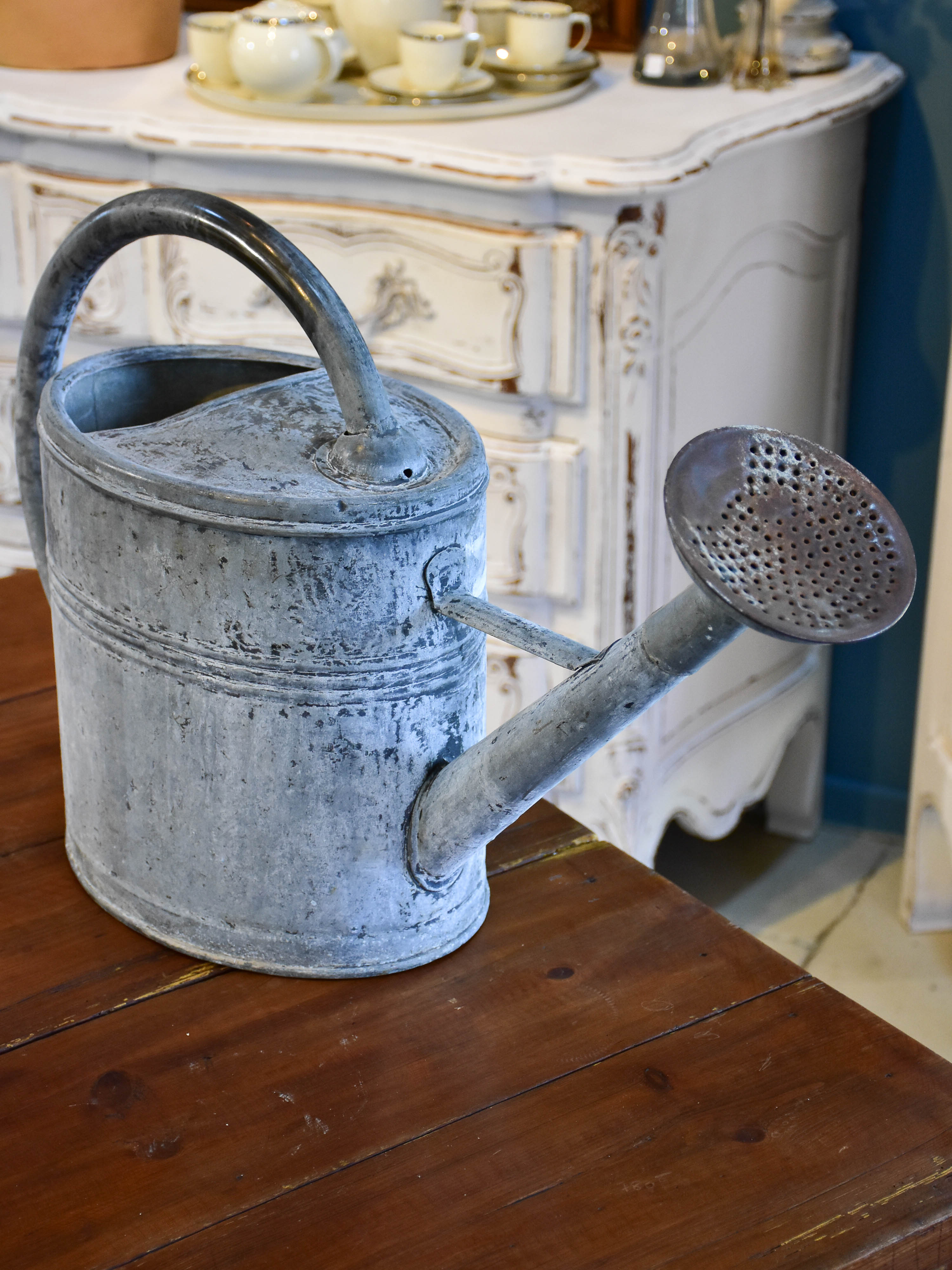 Vintage French watering can with rose head