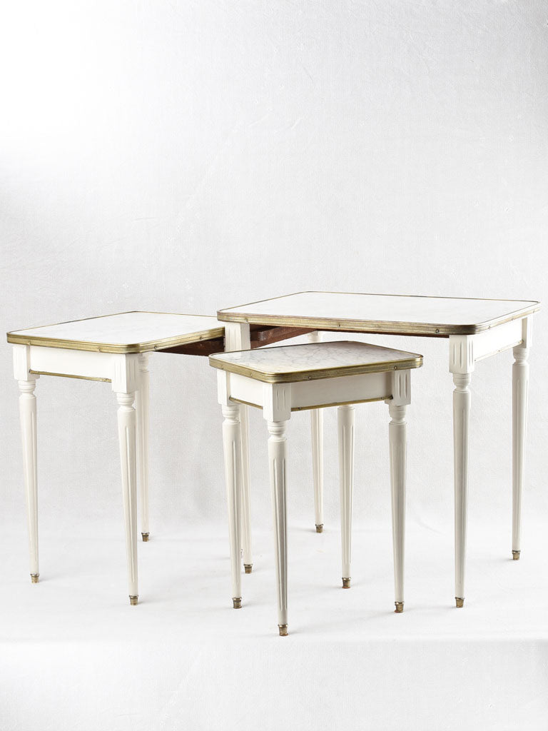 3 x Louis XVI style nesting tables w/ marble