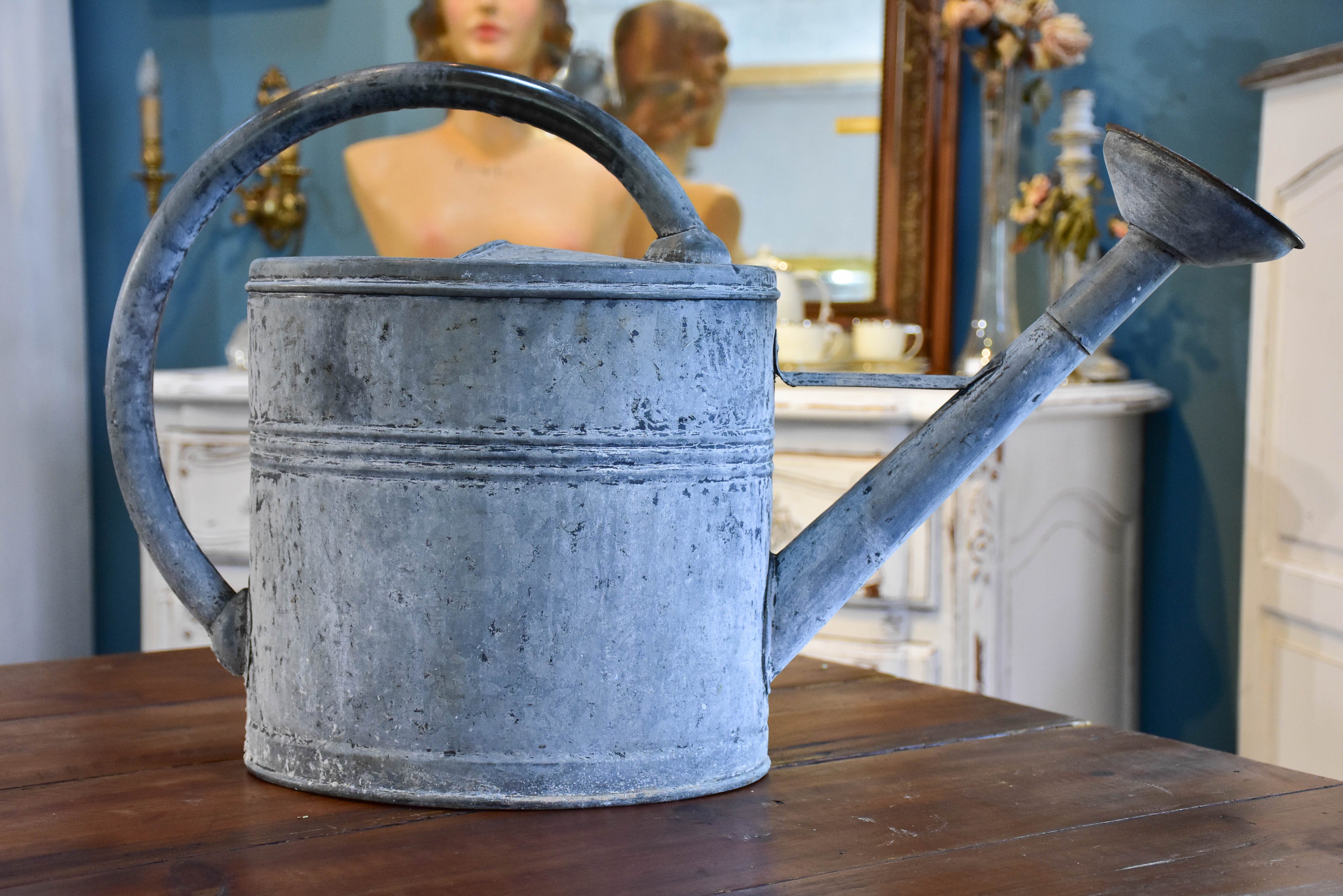 Vintage French watering can with rose head