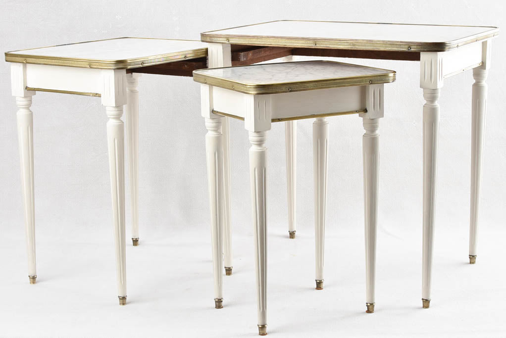 3 x Louis XVI style nesting tables w/ marble