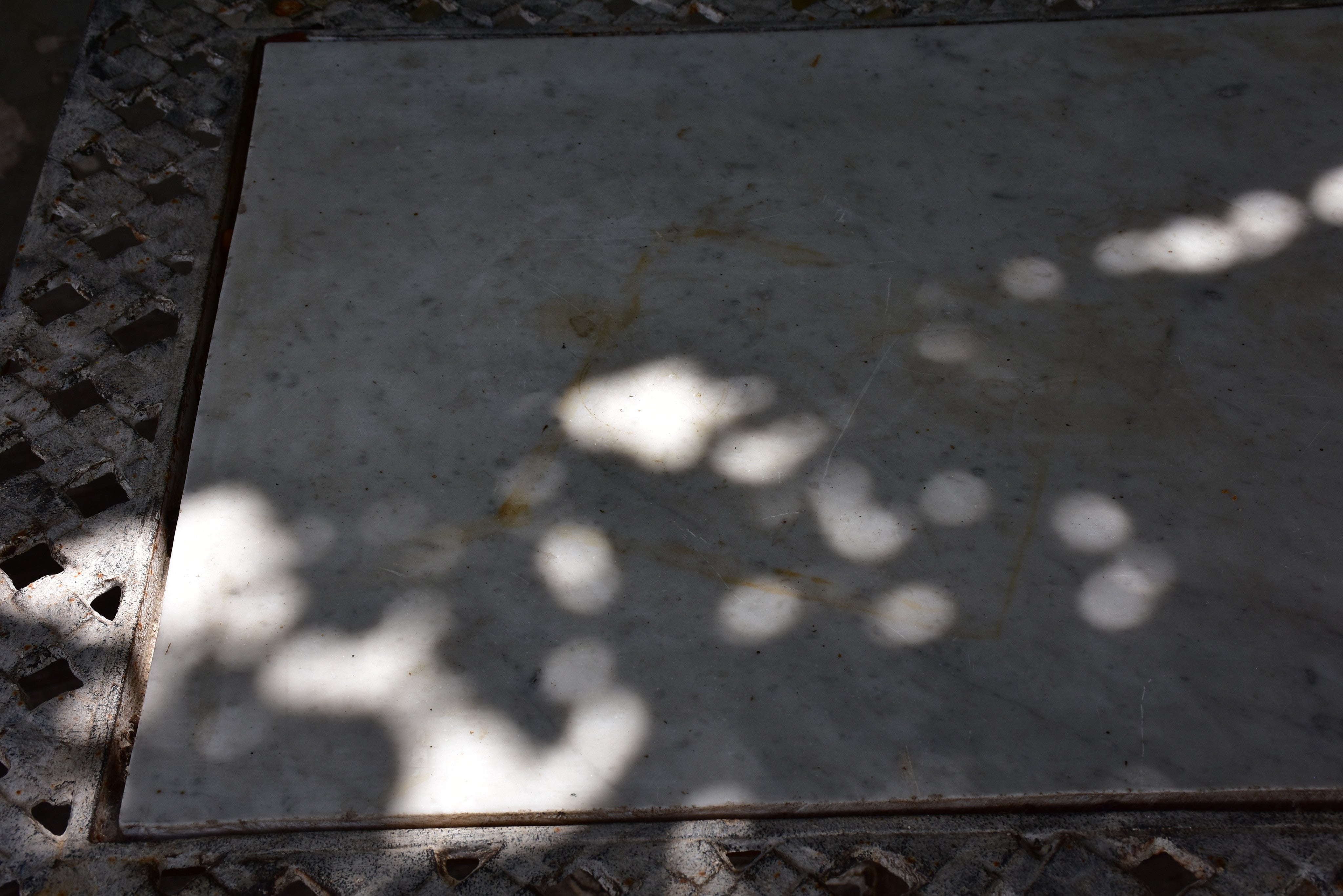 Rectangular French marble top garden table – 1920’s