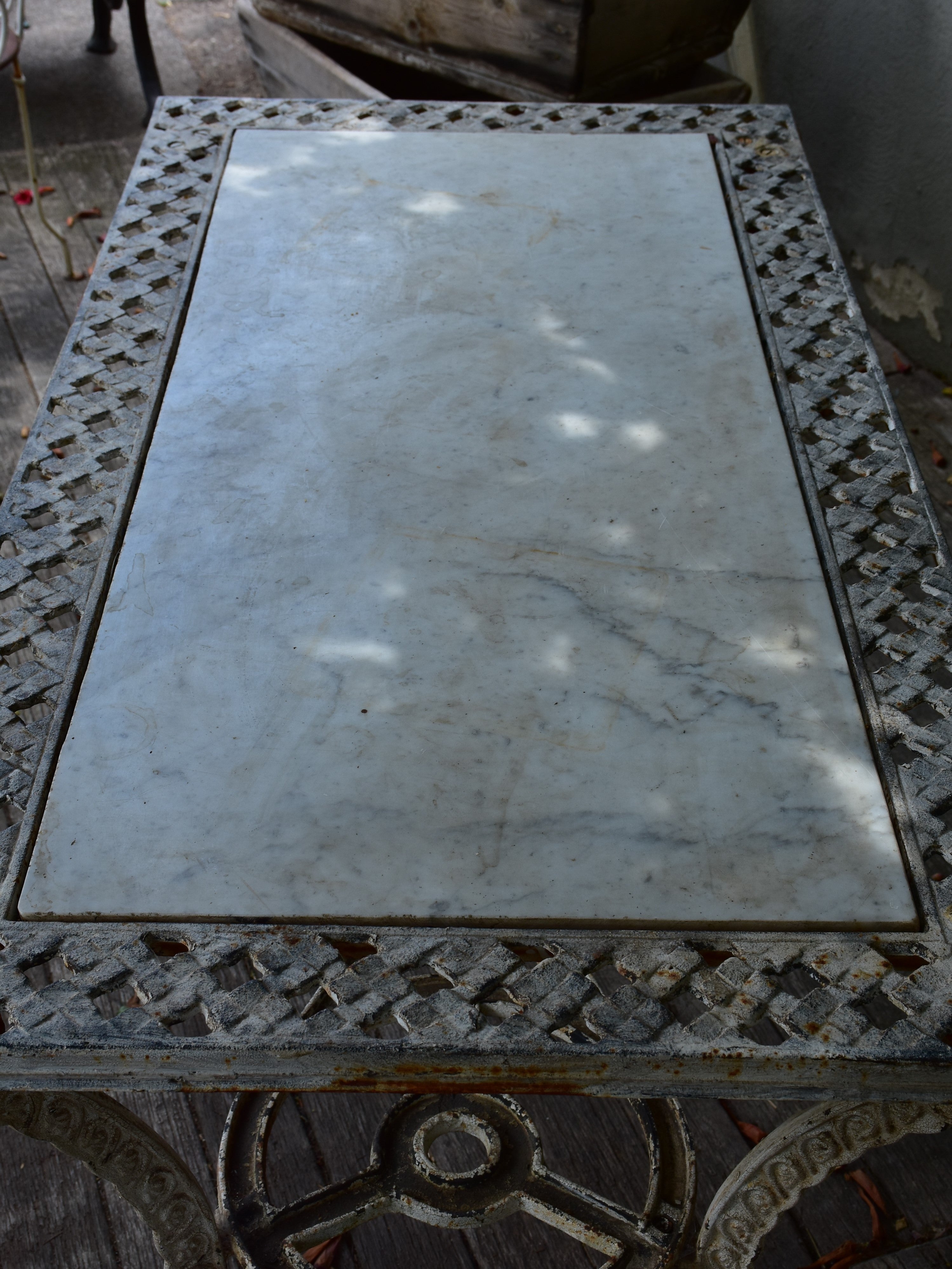 Rectangular French marble top garden table – 1920’s