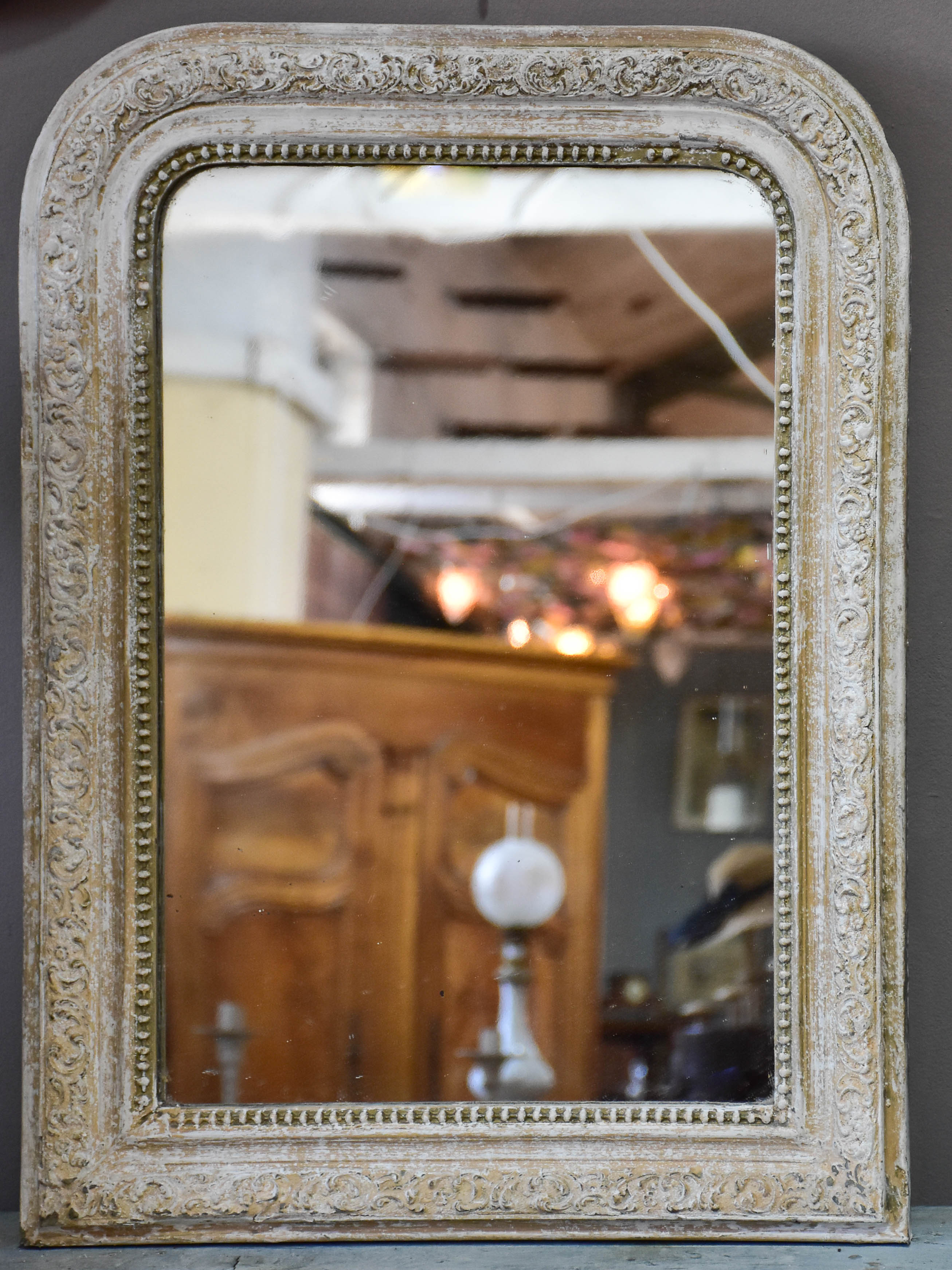 Antique Louis Philippe mirror with grey frame