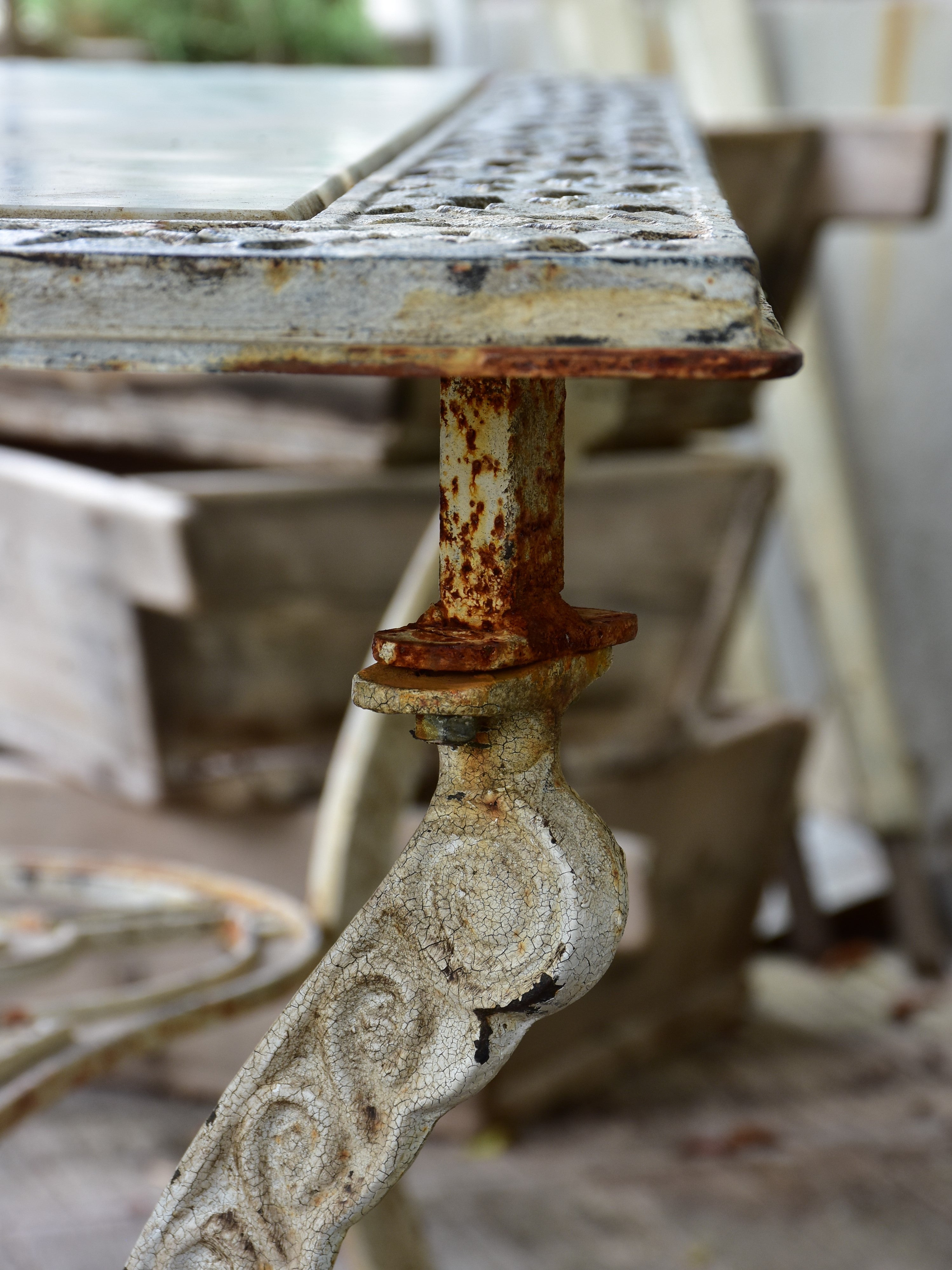 Rectangular French marble top garden table – 1920’s