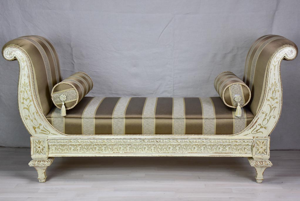 Antique Day bed with striped upholstery 59¾"