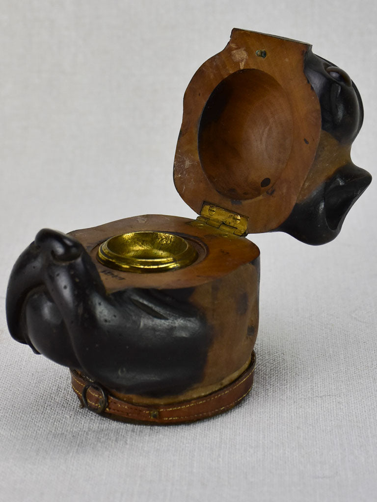 Rare late 19th century French inkwell - bulldog