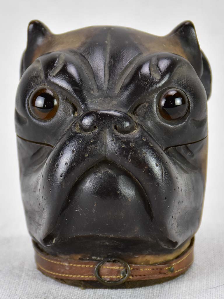 Rare late 19th century French inkwell - bulldog