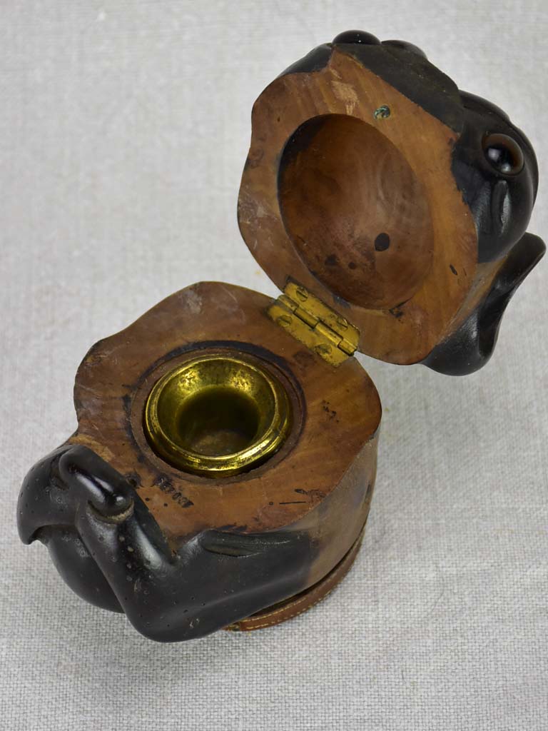 Rare late 19th century French inkwell - bulldog