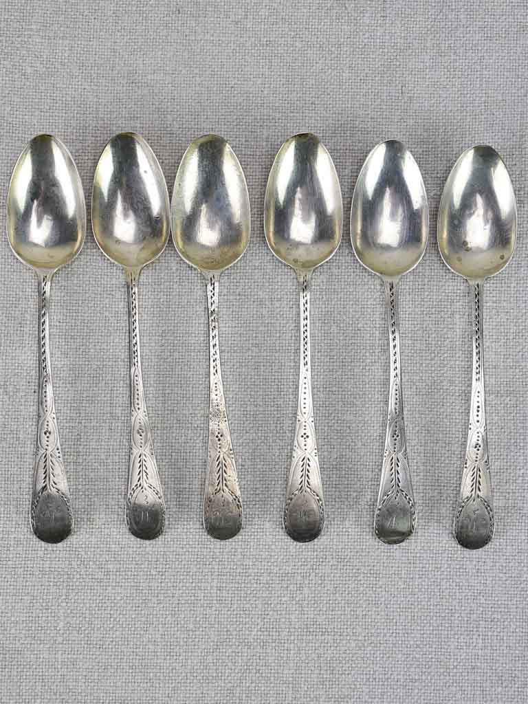 Set of six solid silver Bright Cut Georgian teaspoons - 1794