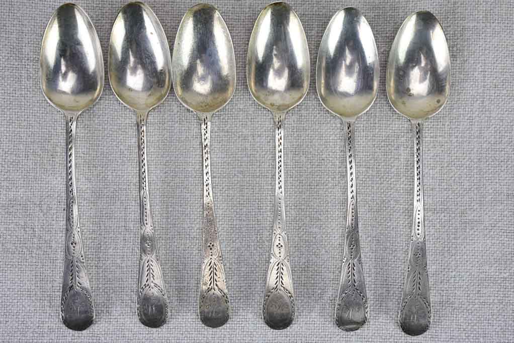 Set of six solid silver Bright Cut Georgian teaspoons - 1794