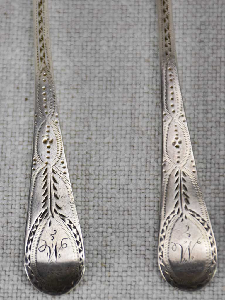 Set of six solid silver Bright Cut Georgian teaspoons - 1794