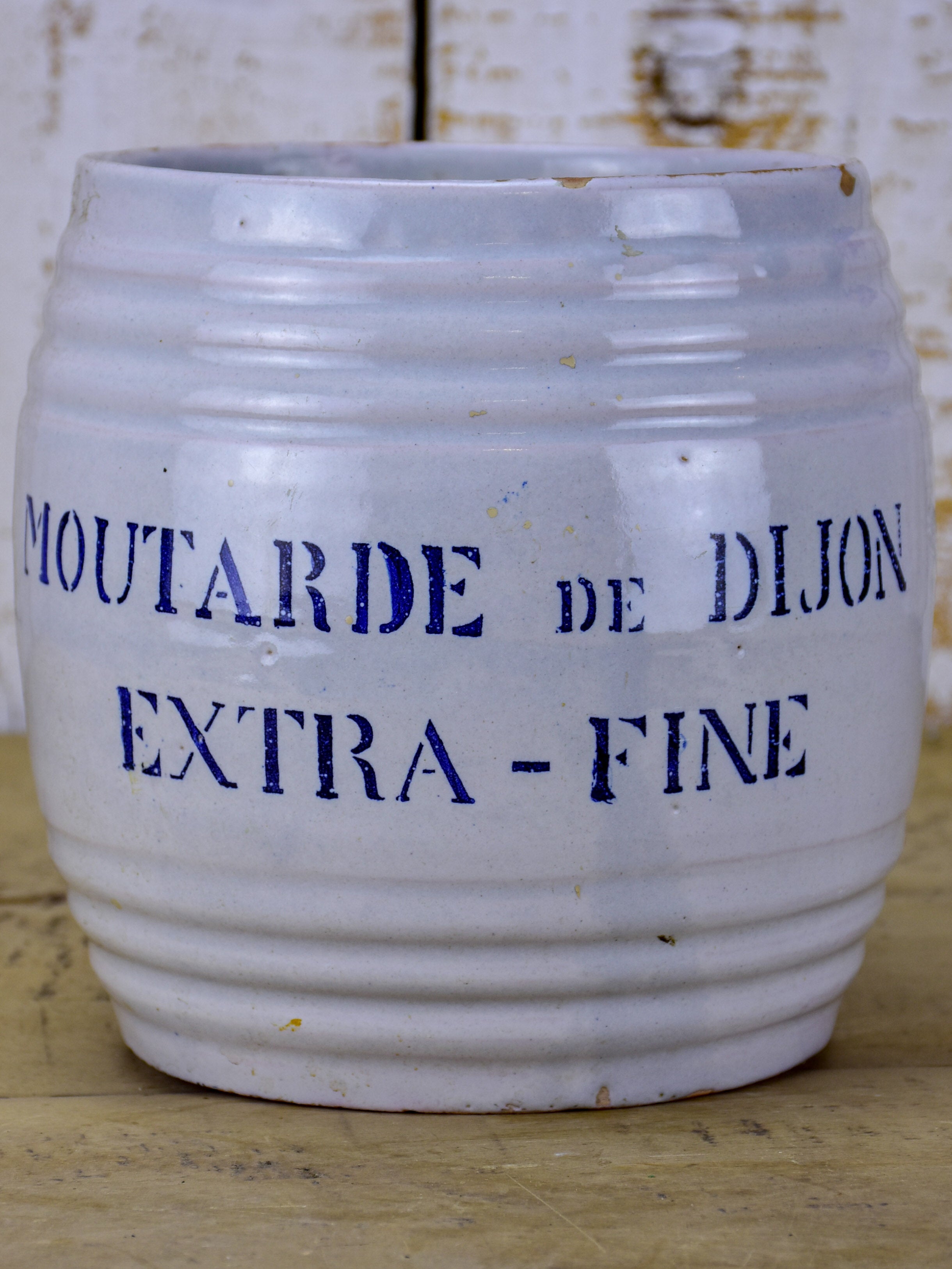 Antique French mustard pot - stoneware