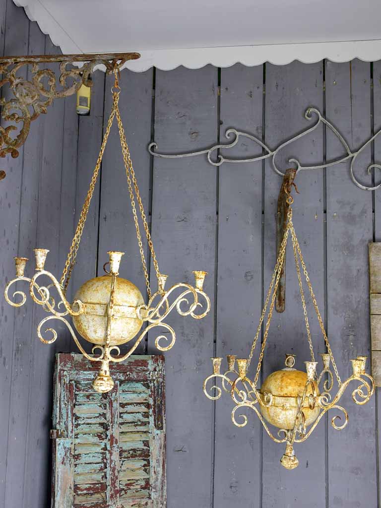 Pair of antique French 8 branch candle chandeliers