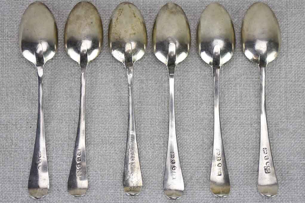 Set of six solid silver Bright Cut Georgian teaspoons - 1794