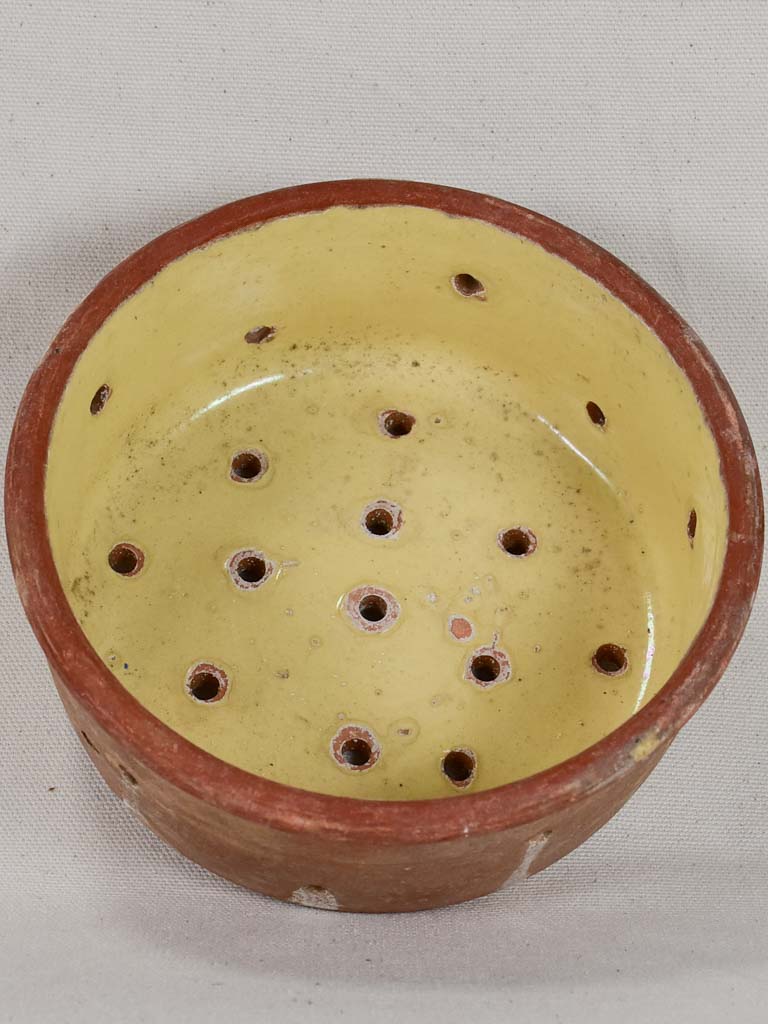 Antique French clay cheese strainer