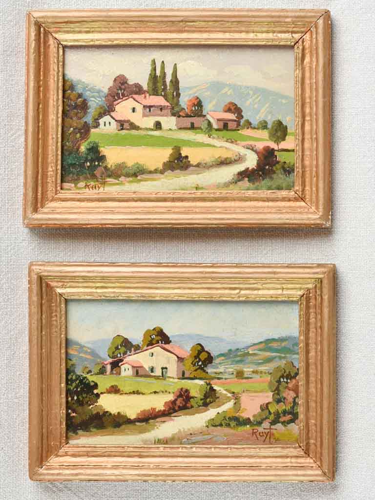 2 miniature landscapes - Provence countryside 5" x 7"