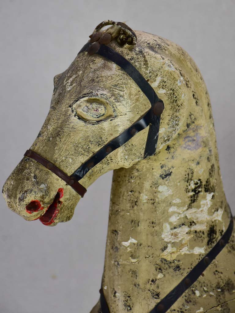 Late 19th Century French toy horse with leather saddle 24½"