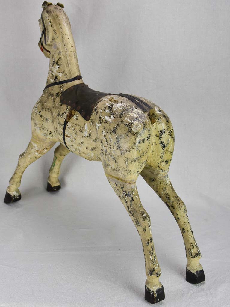 Late 19th Century French toy horse with leather saddle 24½"