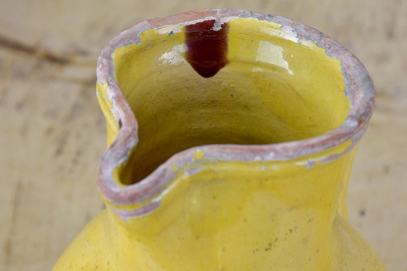 19th Century French pitcher with yellow glaze